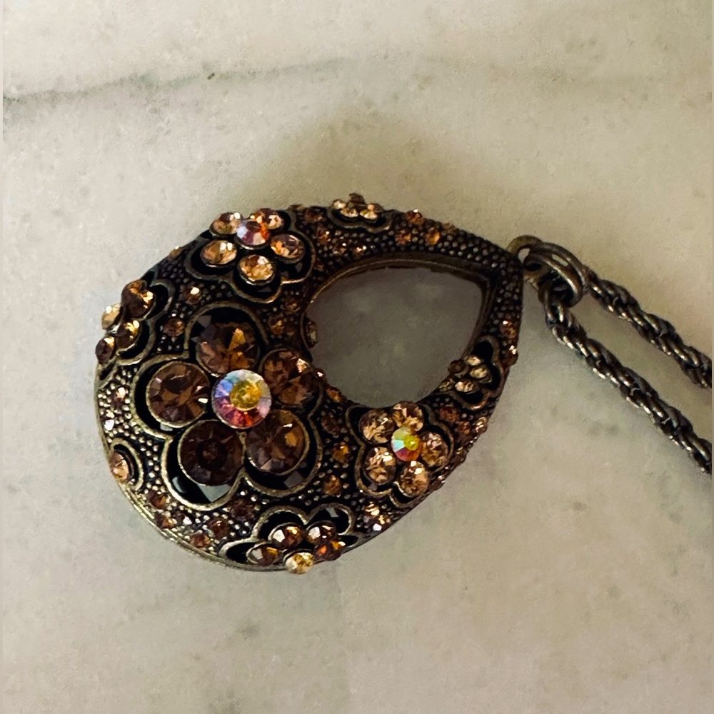 Vintage Bronze basket Necklace